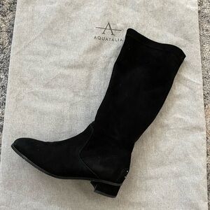 Aquatalia Livia Black Suede Knee High Boots size 8.5